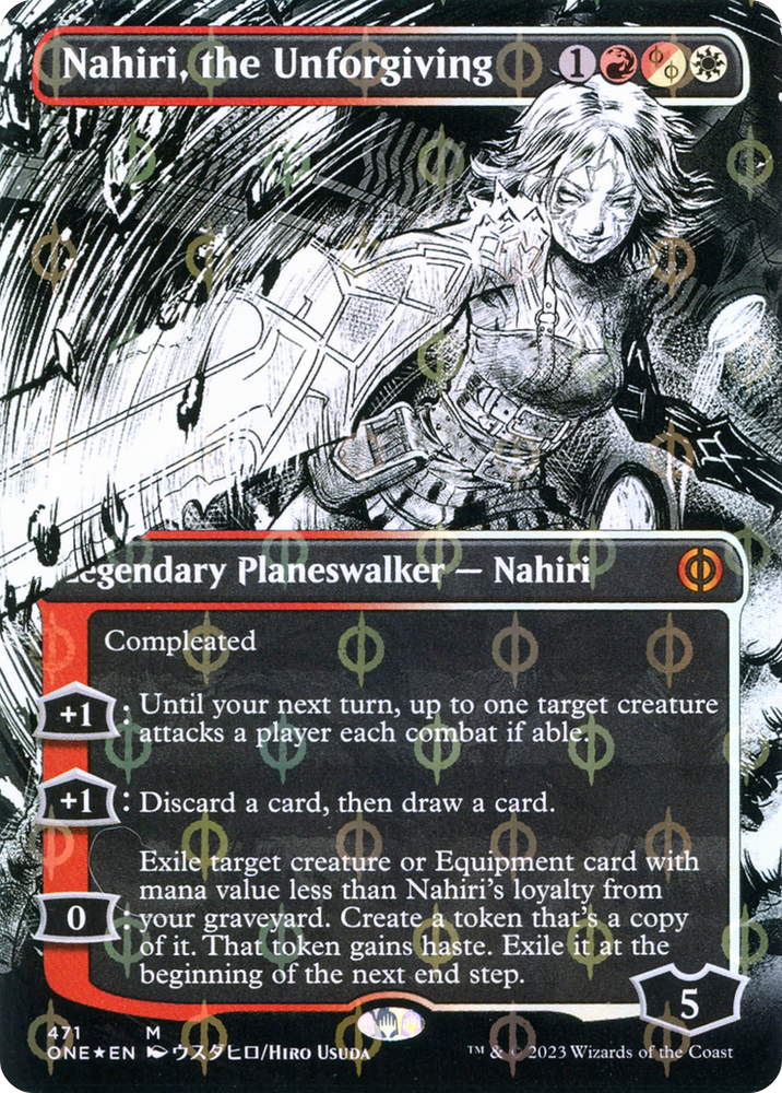 Nahiri, the Unforgiving (Borderless Manga Step-and-Compleat Foil) [Phyrexia: All Will Be One] Magic: The Gathering