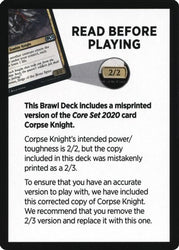 Corpse Knight Reminder Card (Knights' Charge Brawl Deck) [Core Set 2020 Tokens] Magic: The Gathering