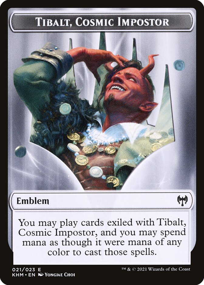 Human Warrior // Tibalt, Cosmic Impostor Emblem Double-Sided Token [Kaldheim Tokens] Magic: The Gathering