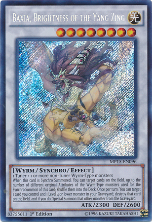 Baxia, Brightness of the Yang Zing [MP15-EN096] Secret Rare Yu-Gi-Oh!